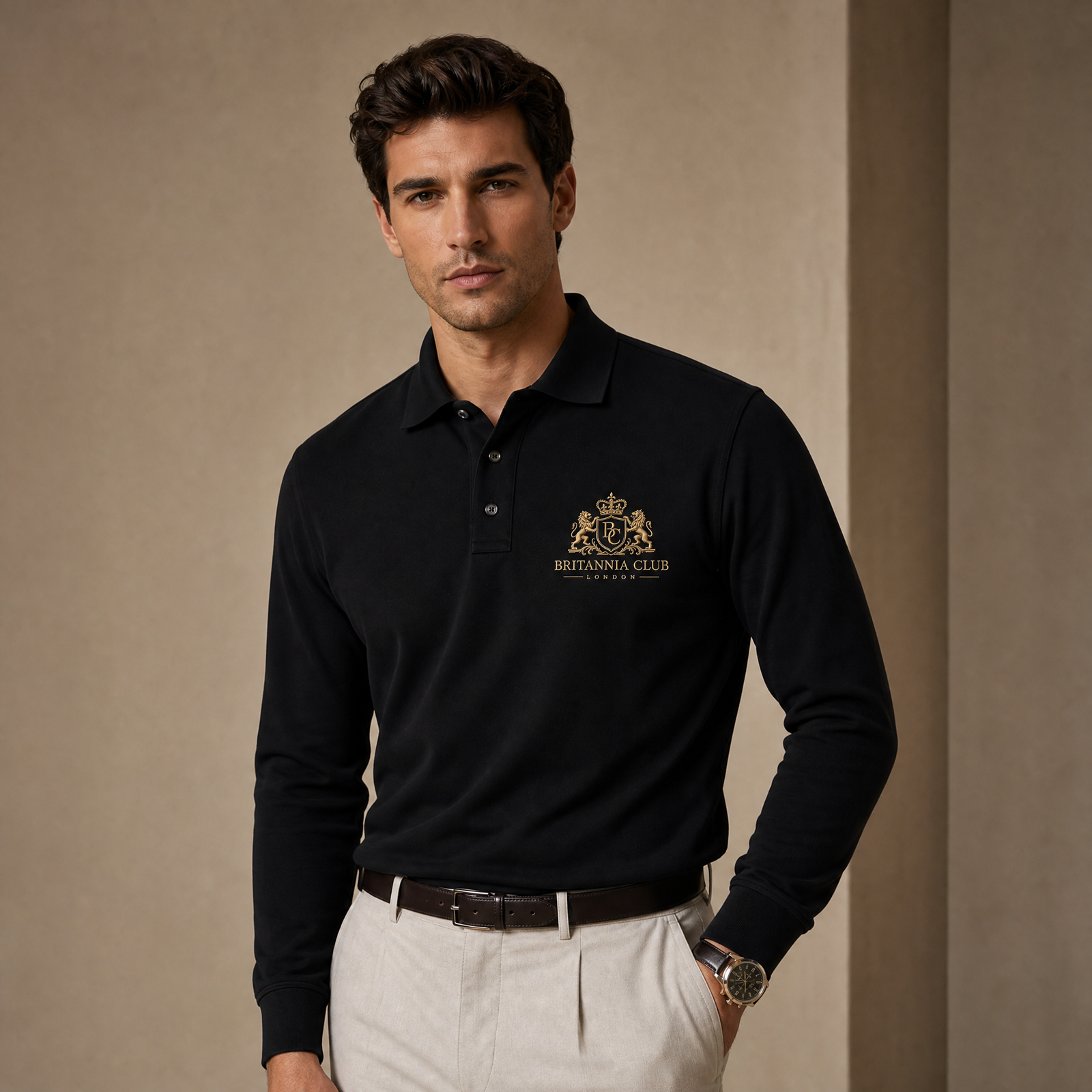 Black Full-Sleeve Polo