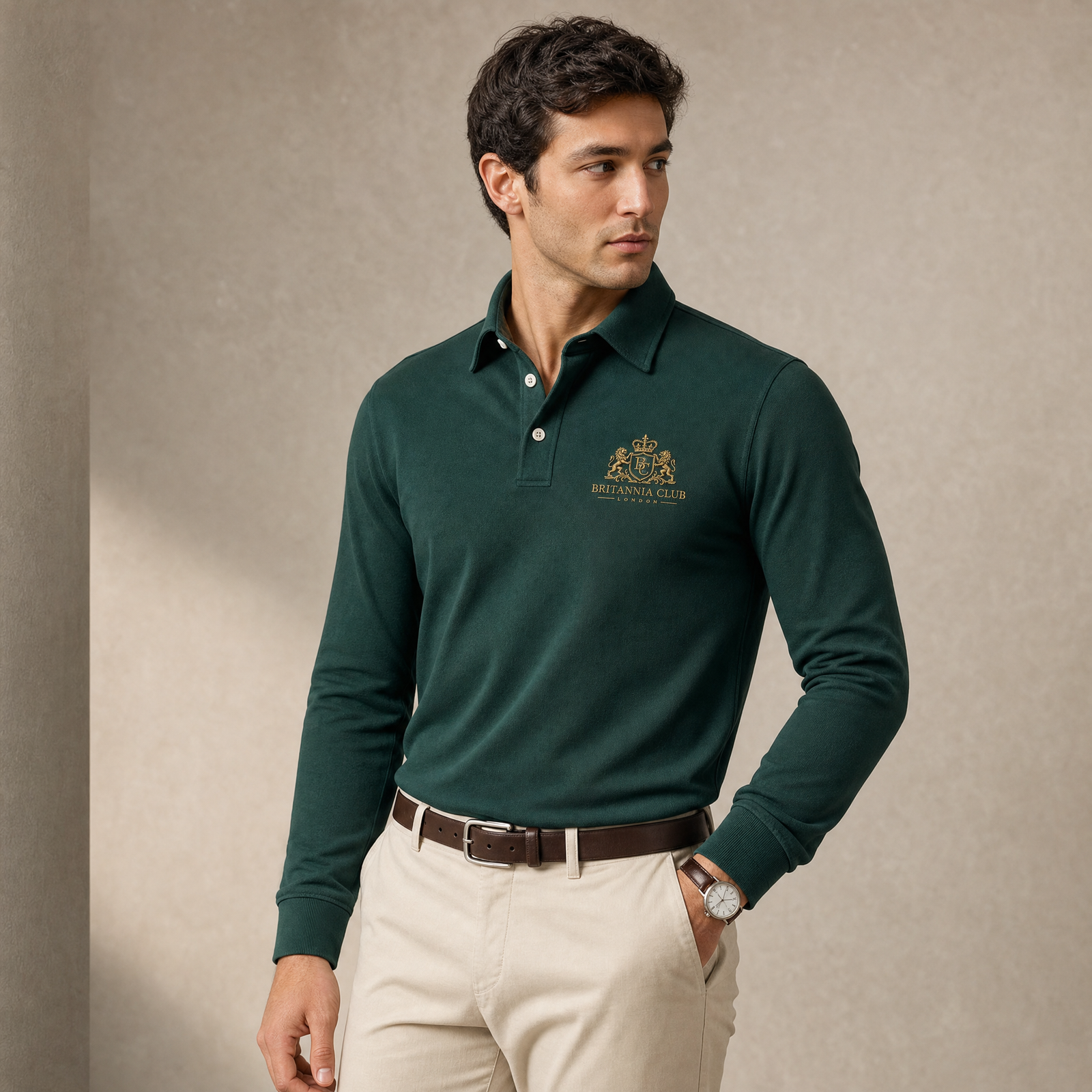 British Racing Green Full-Sleeve Polo