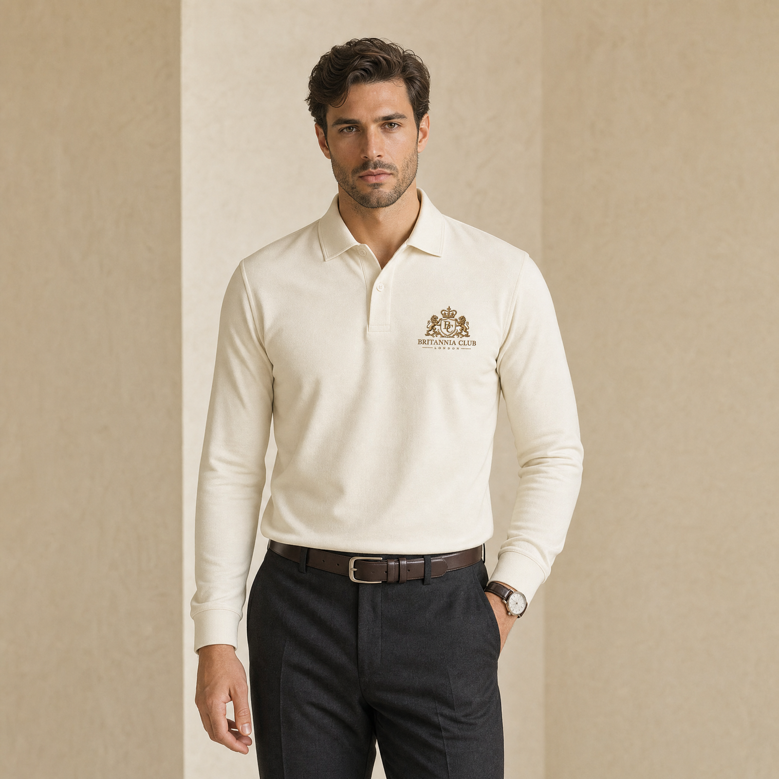 Ivory Full-Sleeve Polo