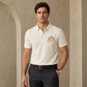 Ivory Half-Sleeve Polo — lifestyle view
