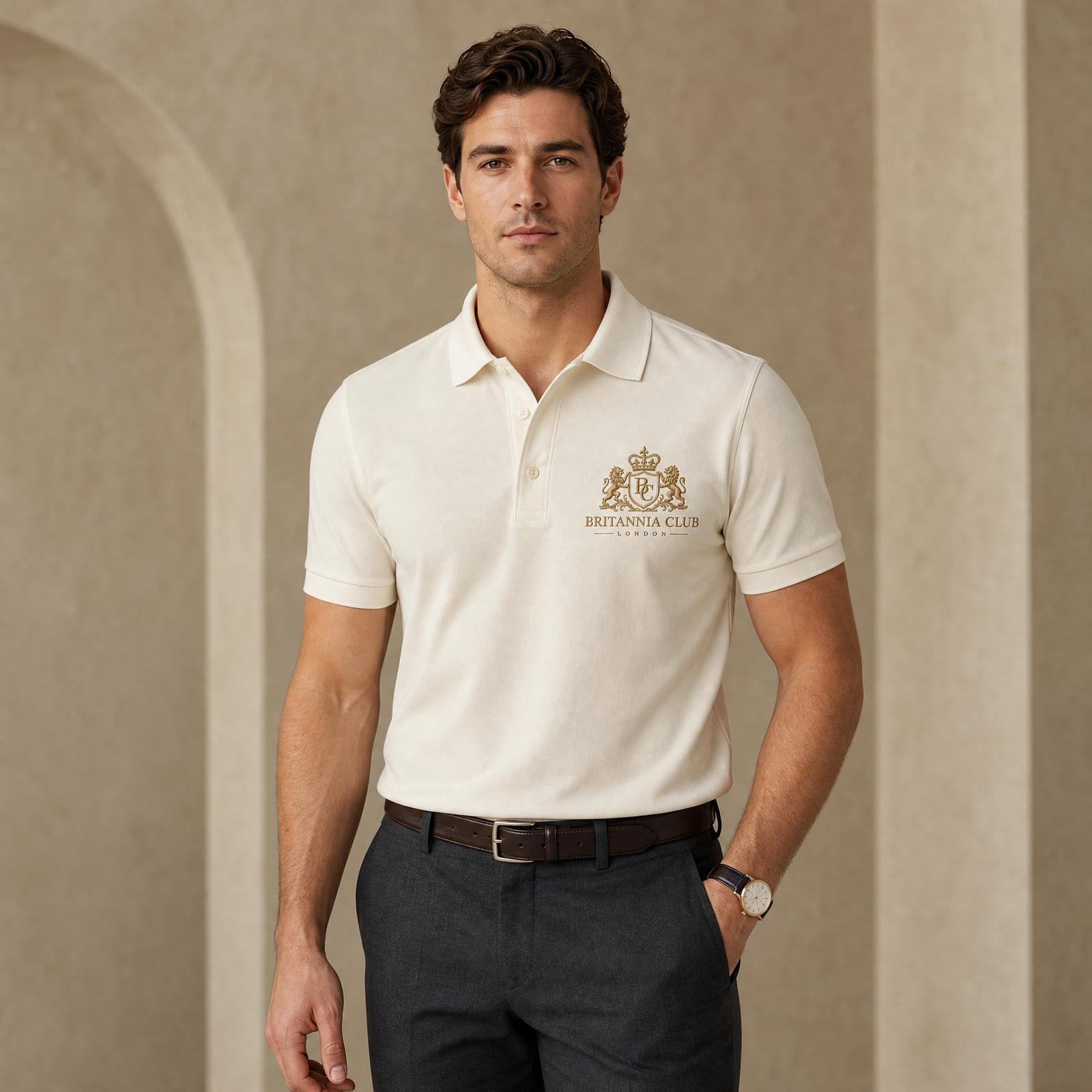 Ivory Half-Sleeve Polo