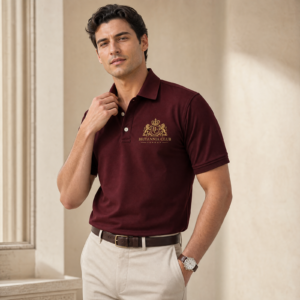 Oxblood Half-Sleeve Polo — lifestyle view
